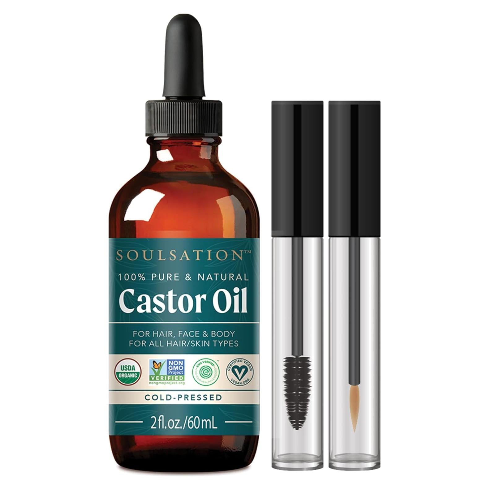 Aceite de Ricino Orgánico SoulSation 60ml + Kit Pestañas