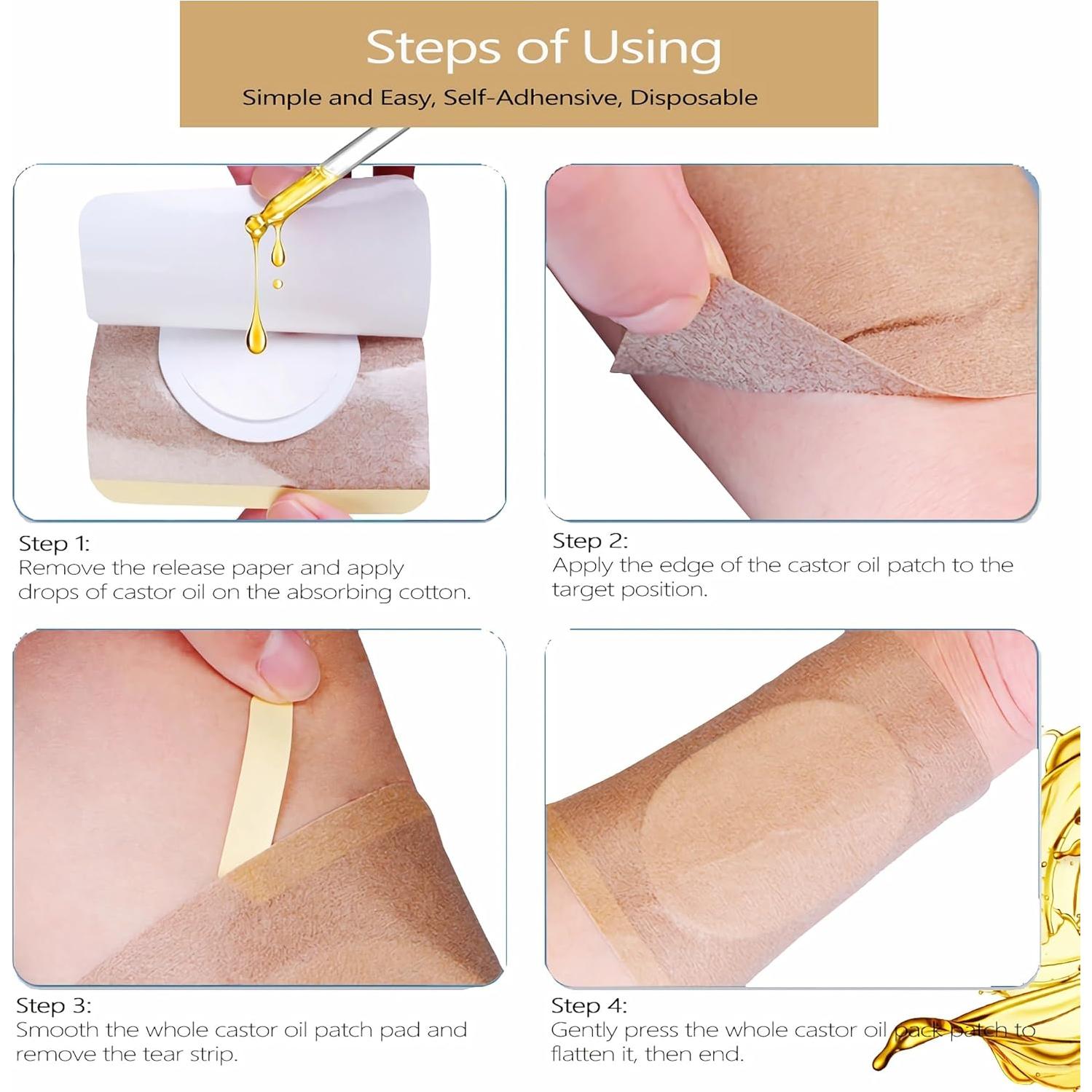 12 Parches Desechables de Aceite de Ricino Hipoalergénicos 8.13 cm