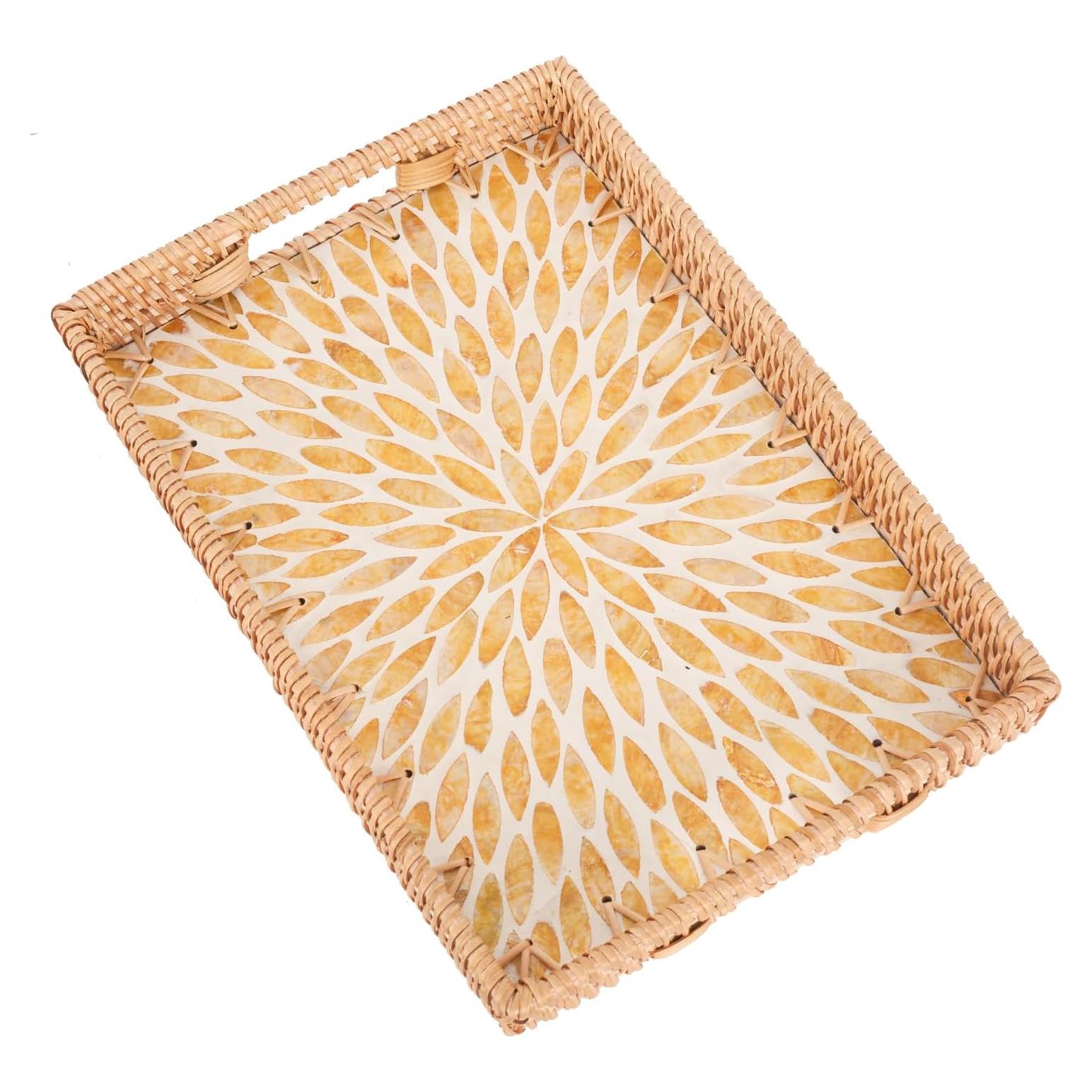 Bandeja Rectangular de Ratán Tynulox con Madreperla 33x23cm