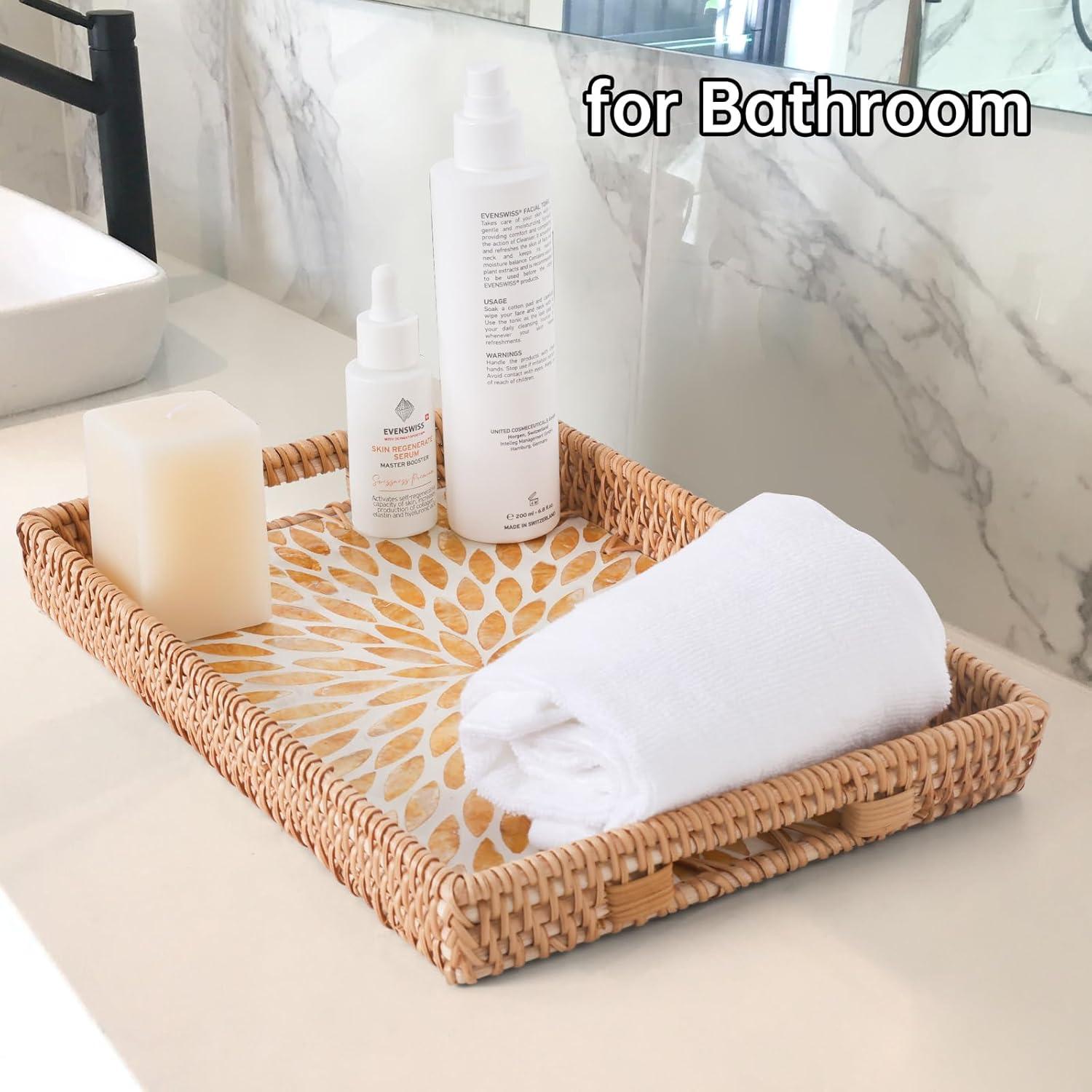 Bandeja Rectangular de Ratán Tynulox con Madreperla 33x23cm