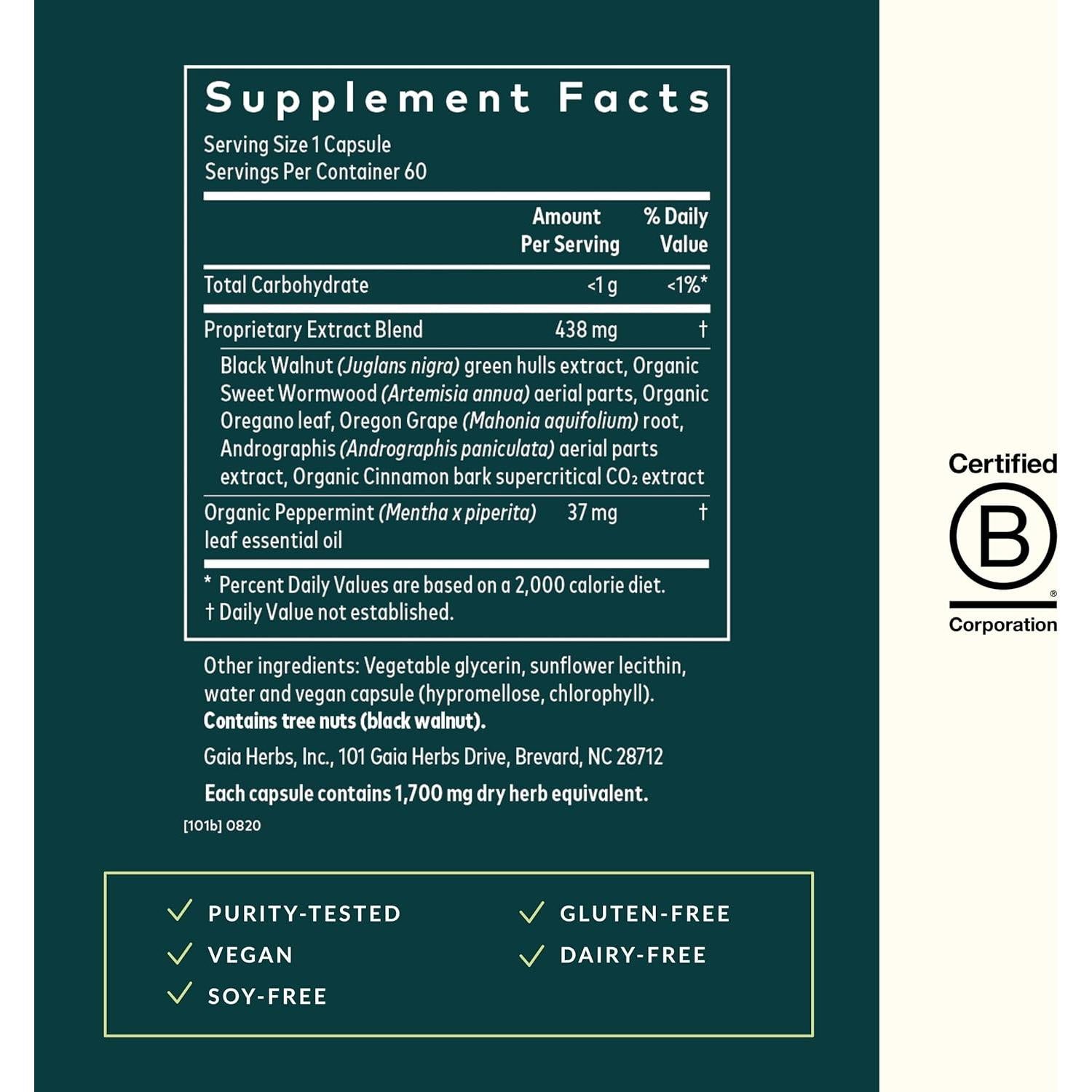 Suplemento Digestivo Gaia Herbs Limpieza del Microbioma 60 Cápsulas