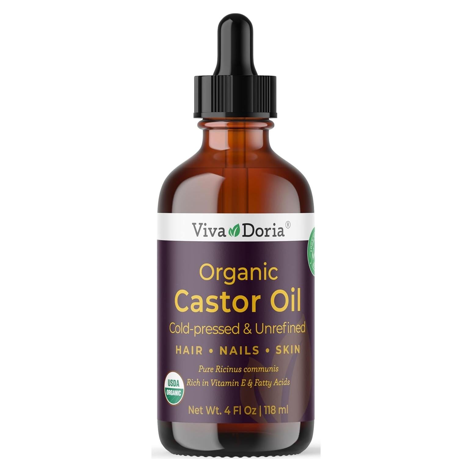 Aceite de Ricino Orgánico Viva Doria 118 ml - Prensado en Frío
