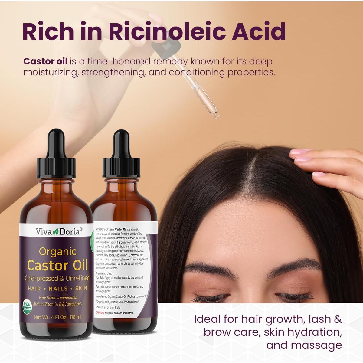 Aceite de Ricino Orgánico Viva Doria 118 ml - Prensado en Frío