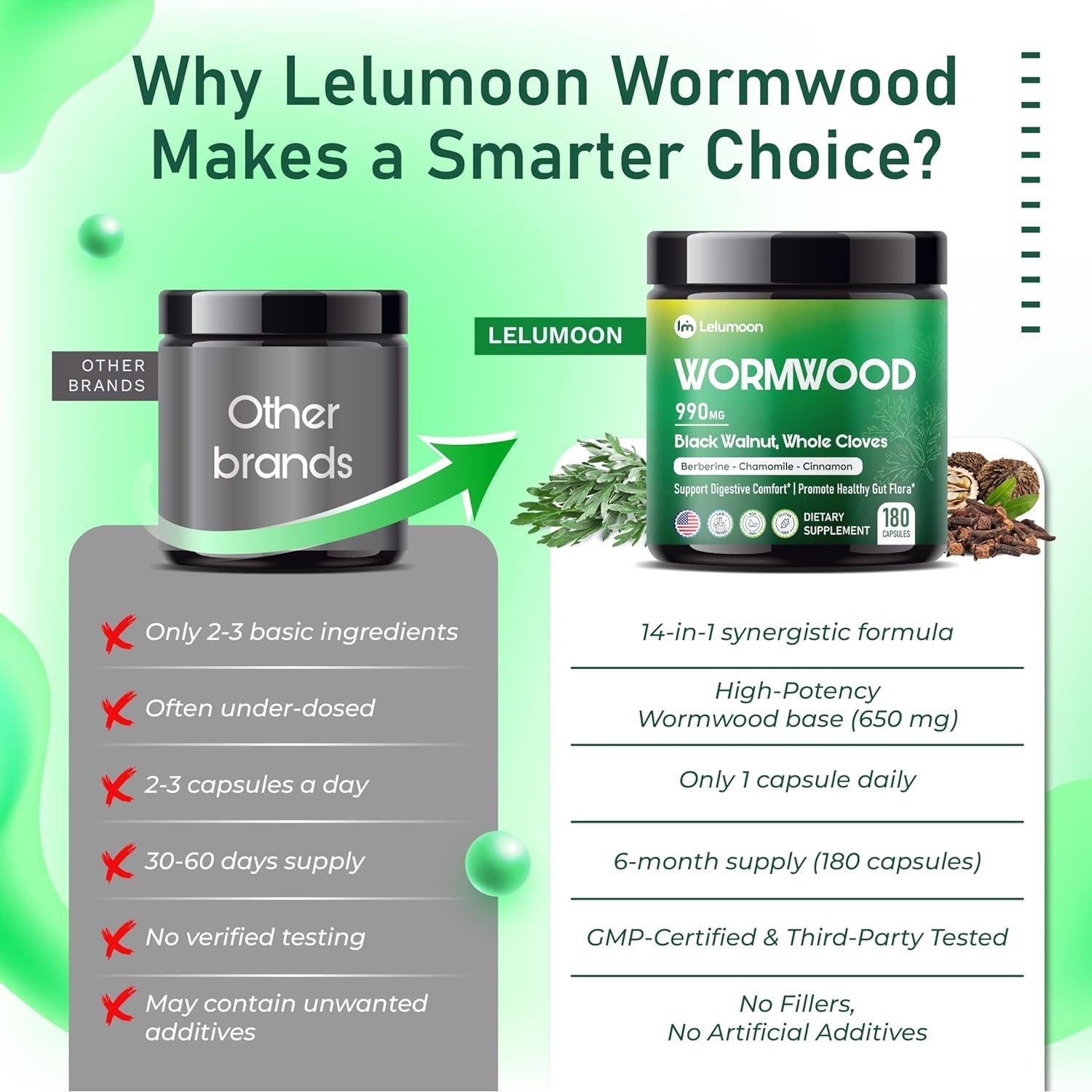 Wormwood Lelumoon 990 mg - 180 Cápsulas Digestivas Naturales