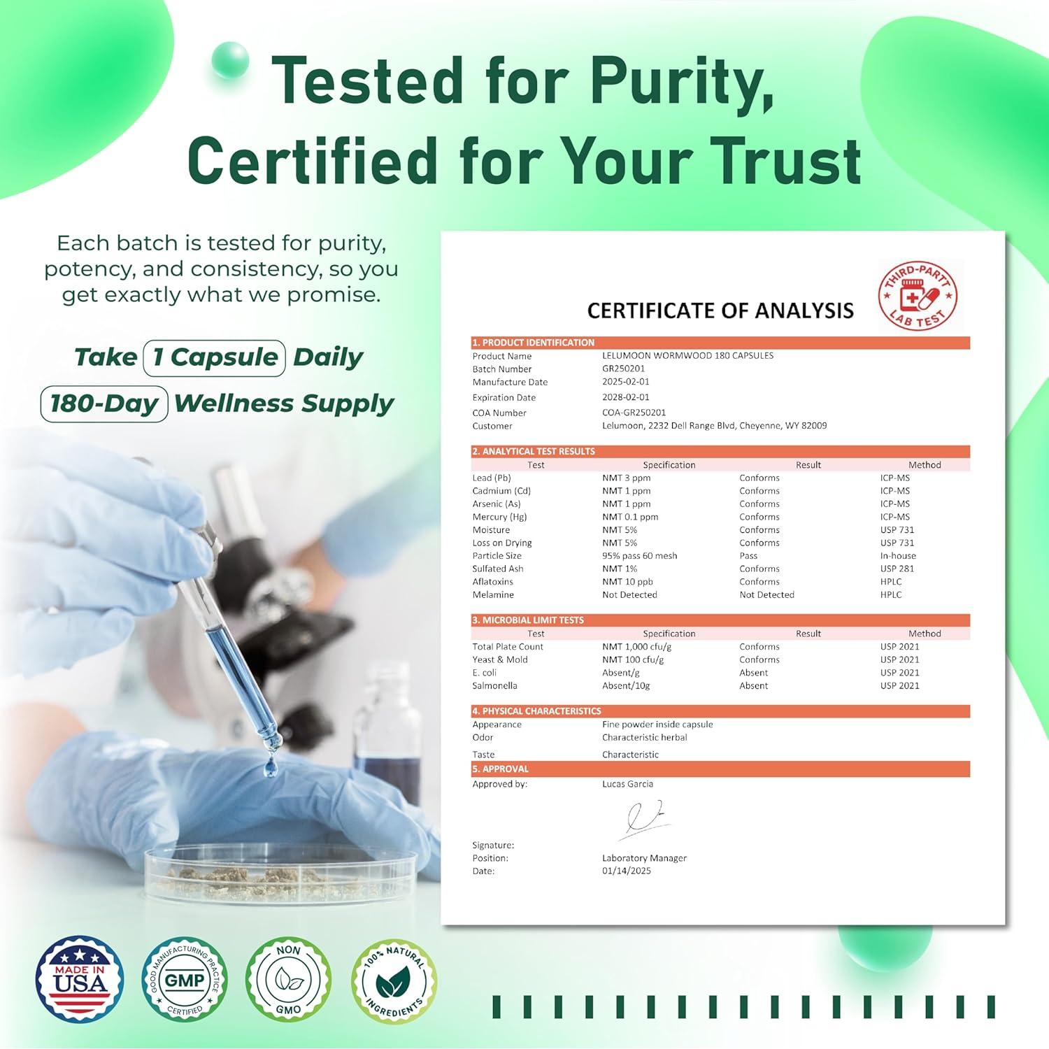 Wormwood Lelumoon 990 mg - 180 Cápsulas Digestivas Naturales