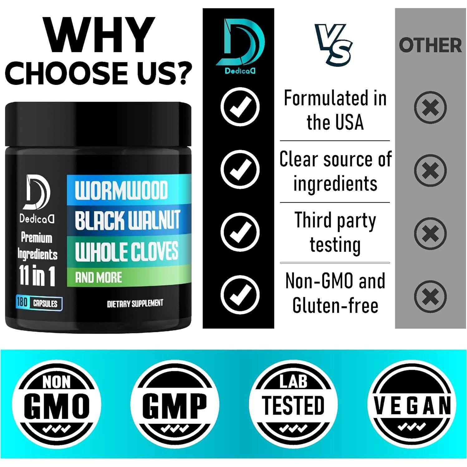 Cápsulas de Ajenjo Dedicad 180 Unidades - Apoyo Inmunológico