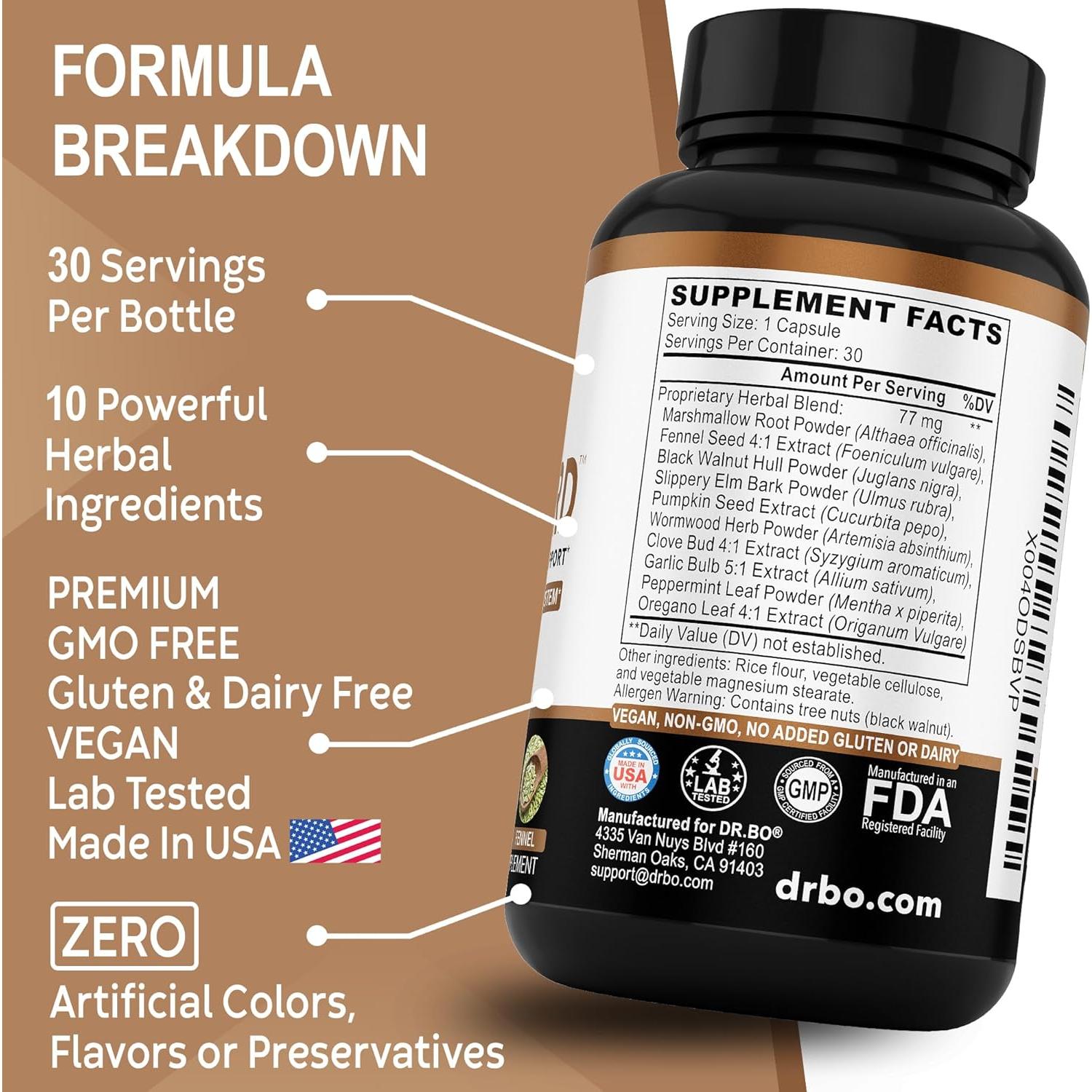 Píldoras Detox ParaGuard Dr. Bo - 30 Cápsulas de Hierbas Naturales