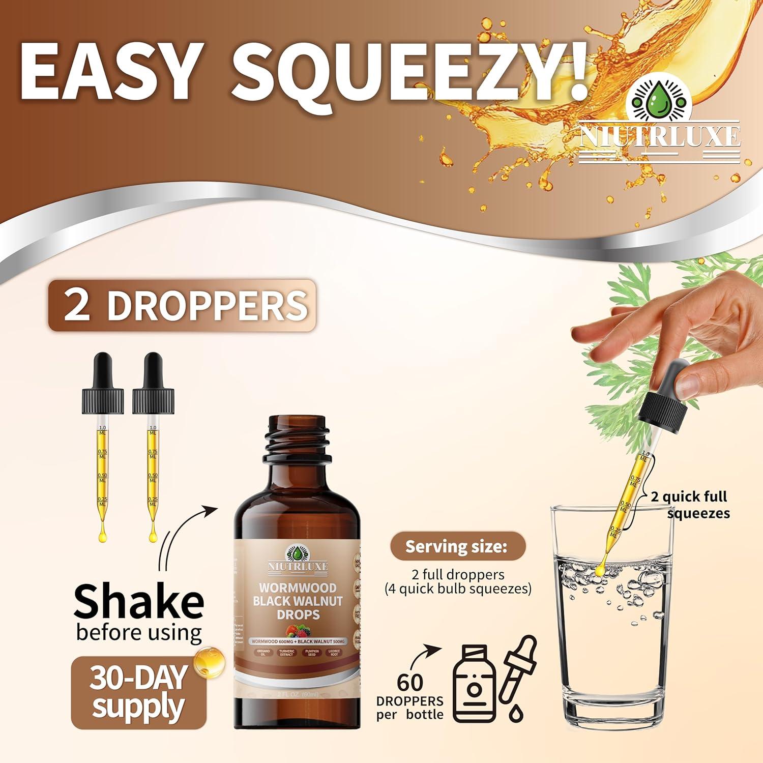 Gotas Líquidas de Ajenjo y Nogal Negro NIUTRLUXE 60 mL