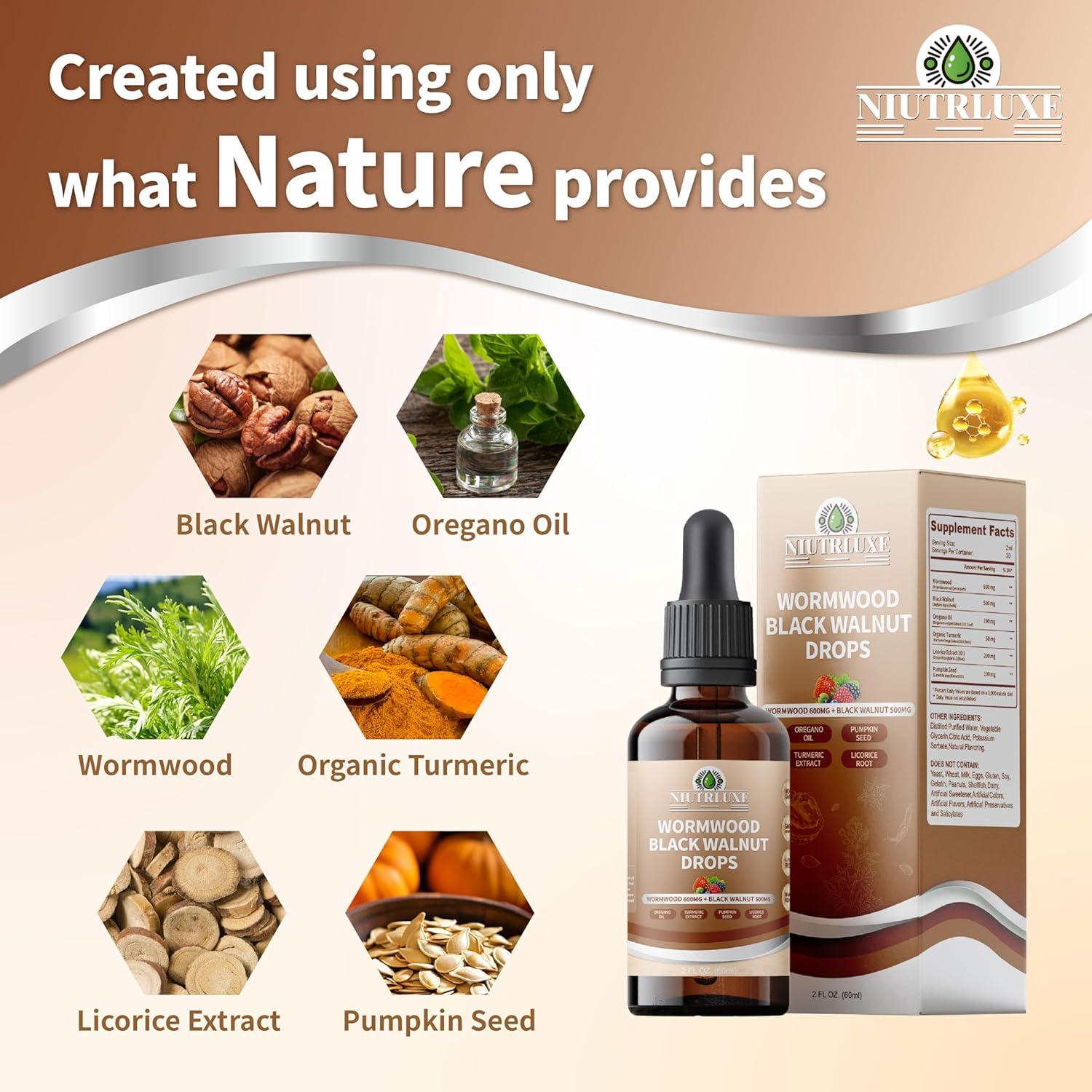 Gotas Líquidas de Ajenjo y Nogal Negro NIUTRLUXE 60 mL