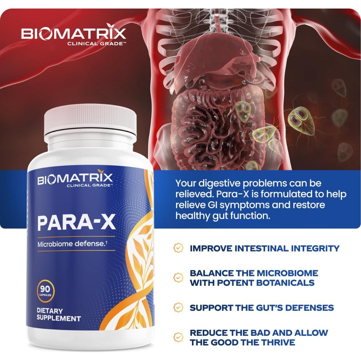 Suplemento Digestivo BioMatrix Para-X 90 Cápsulas Veganas