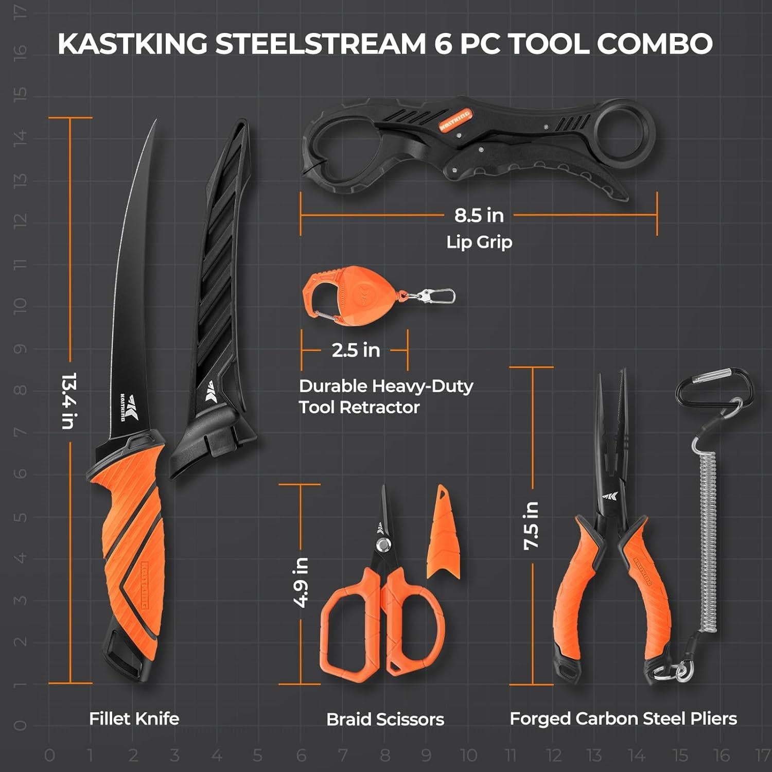 KastKing SteelStream Kit de Herramientas de Pesca 6 Pzas