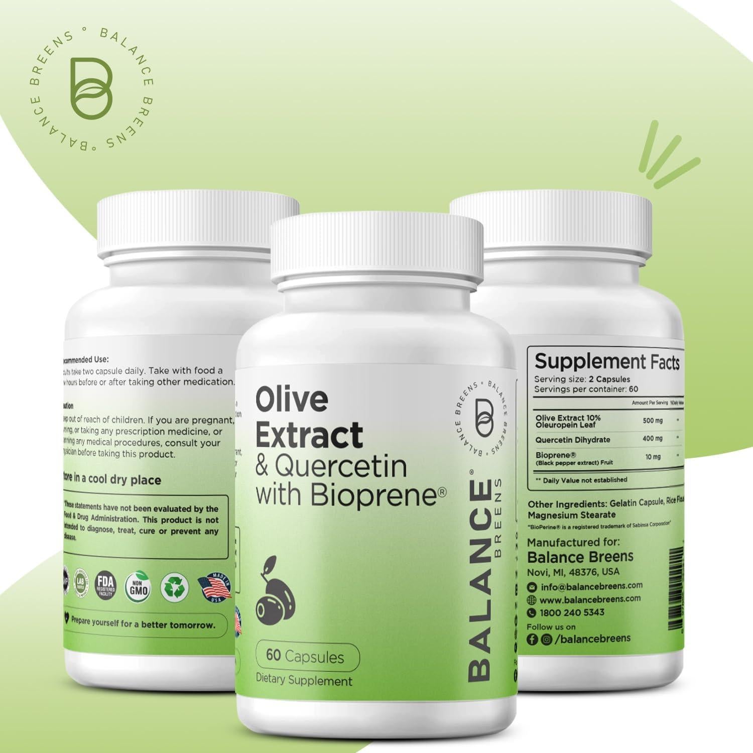 Extracto de Hoja de Olivo Balance Breens 400mg con Bioperine - 60 Cápsulas