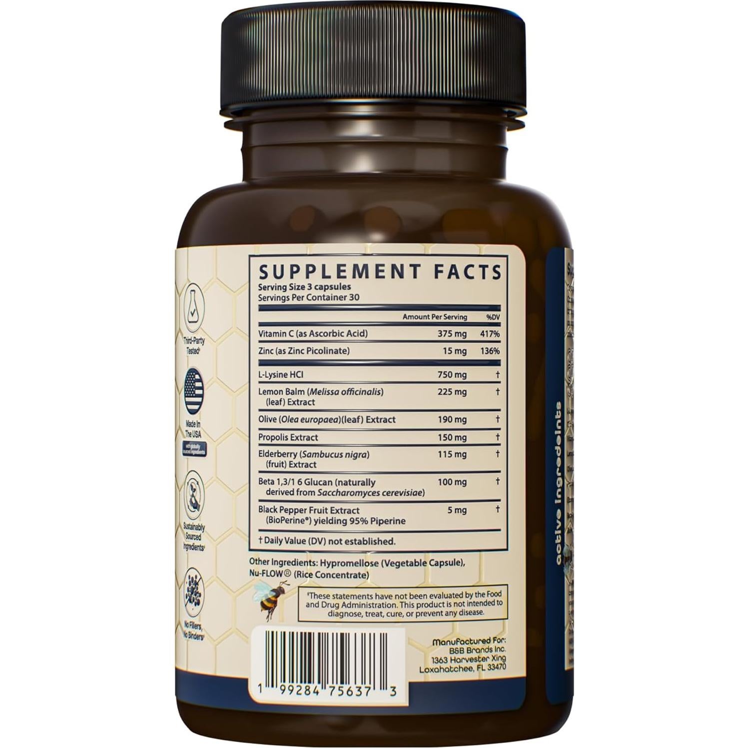 Suplemento Herbal Samara 888 L Lisina 90 Cápsulas para Herpes Labial