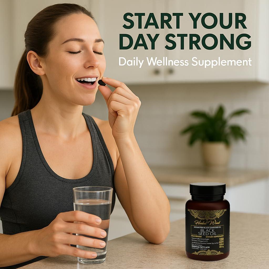 Cápsulas de Aceite de Semilla Negra Herbal Wind 120 Gelatinas 500mg