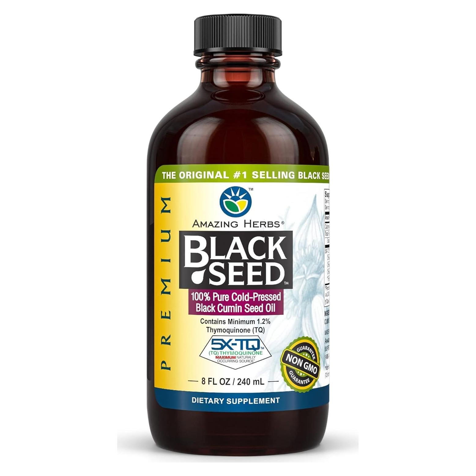 Aceite de Semilla Negra Amazing Herbs 236.6 ml Prensado en Frío