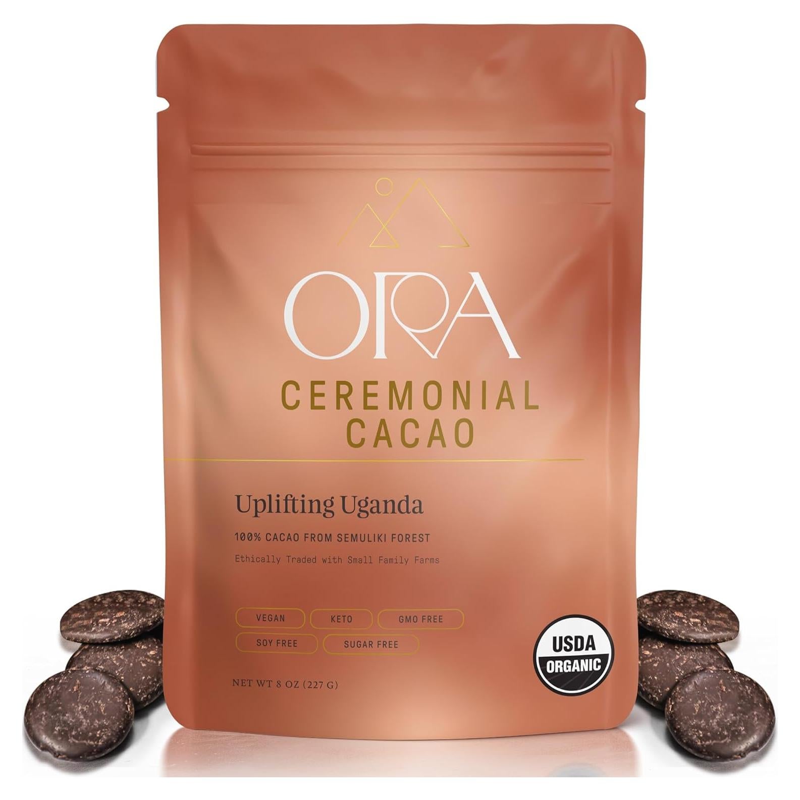 Cacao Ceremonial Orgánico Ora - Uganda Elevador 227g - Sin Azúcar