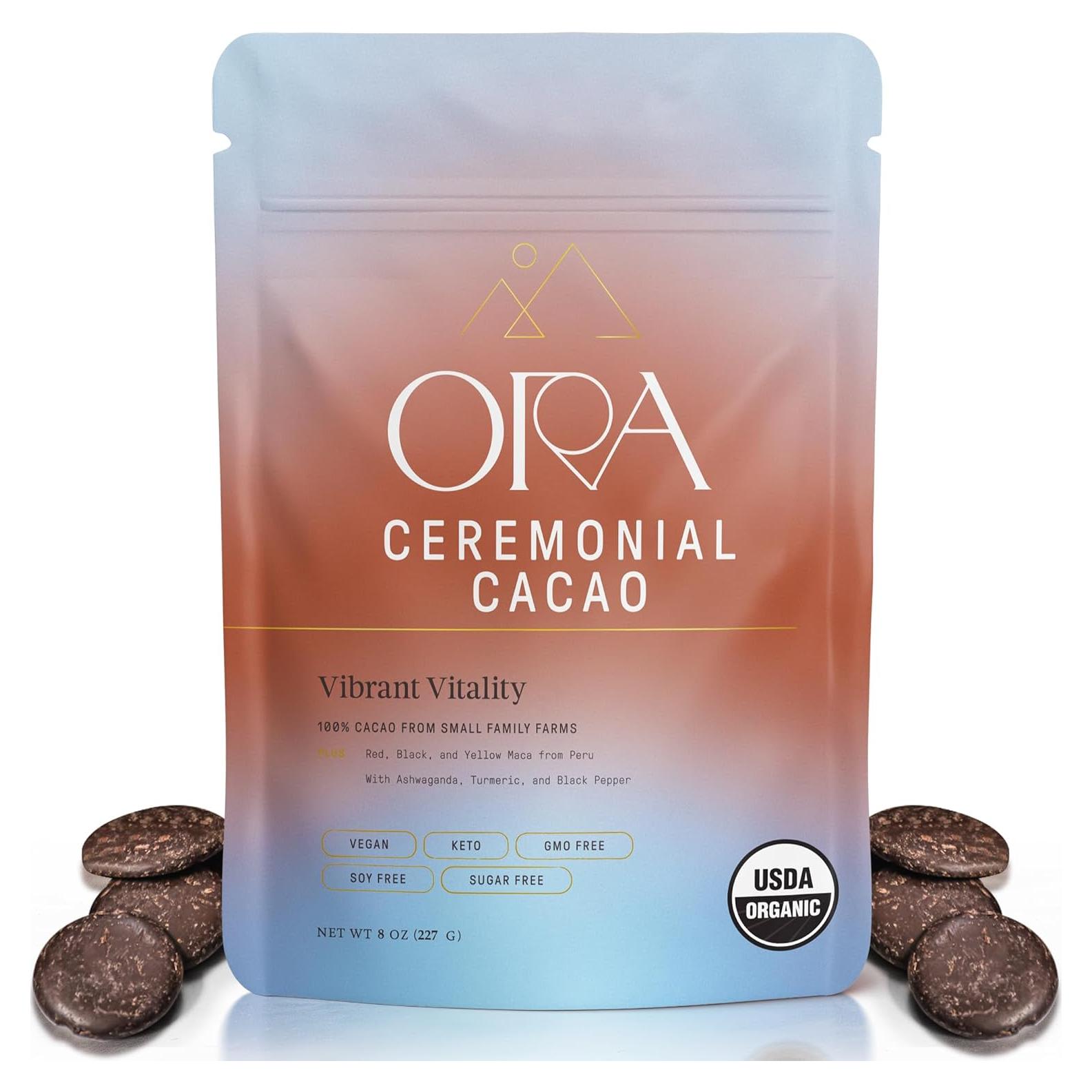 Cacao Ceremonial Orgánico Ora - Vitalidad Vibrante 226.8g