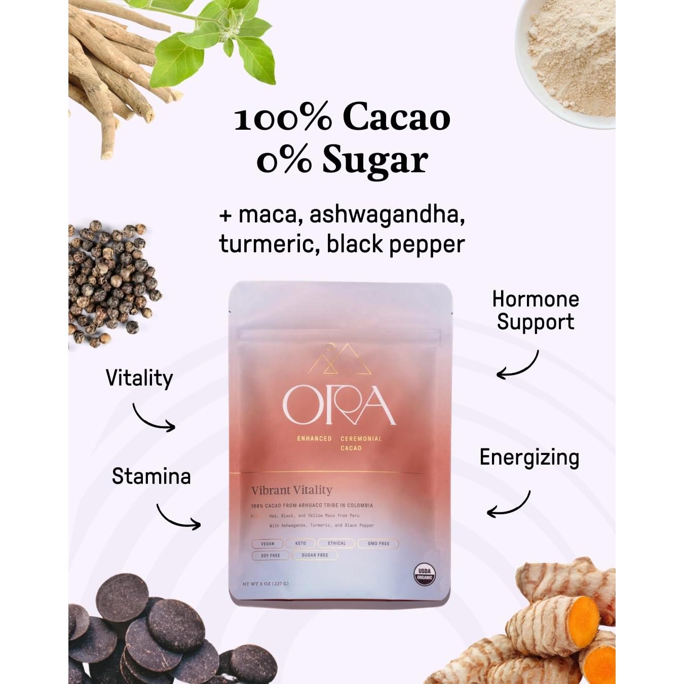 Cacao Ceremonial Orgánico Ora - Vitalidad Vibrante 226.8g