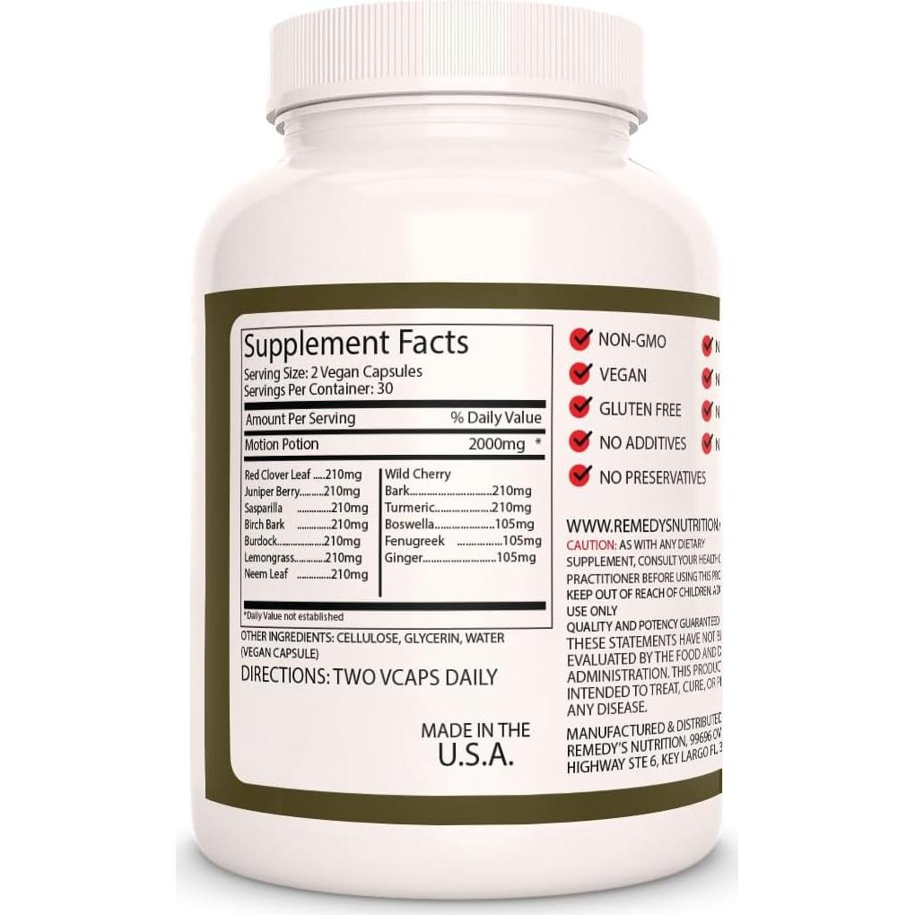 Poción de Movimiento Remedy's Nutrition 1000 mg 60 Cápsulas Veganas