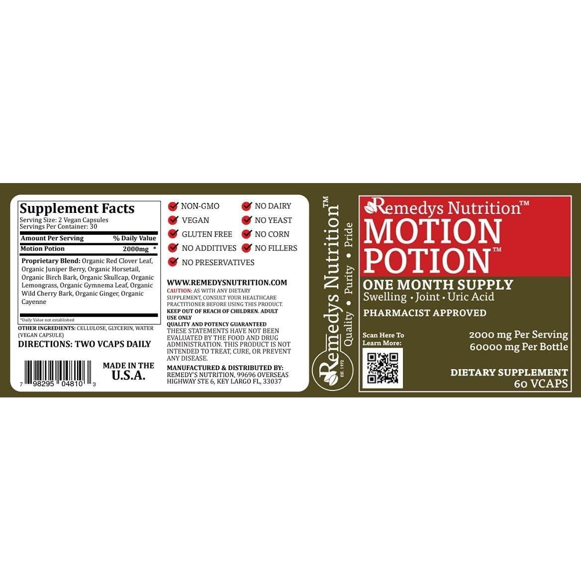 Poción de Movimiento Remedy's Nutrition 1000 mg 60 Cápsulas Veganas