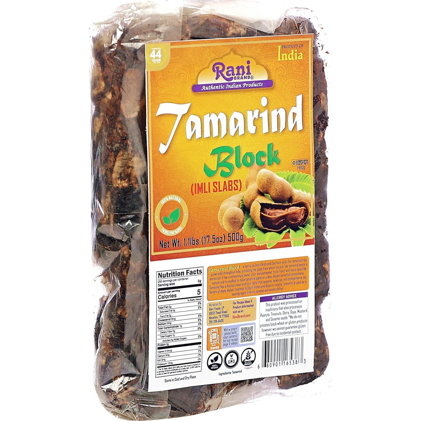 Bloque de Tamarindo Rani 500g - 100% Natural, Vegano, Sin Azúcares