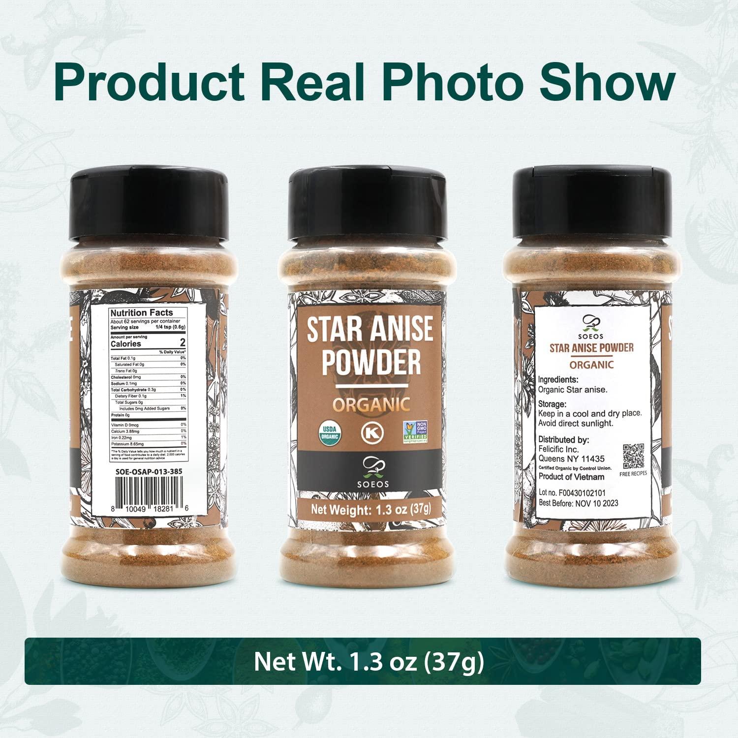 Polvo Orgánico de Anís Estrellado Soeos 37g - Especia Natural