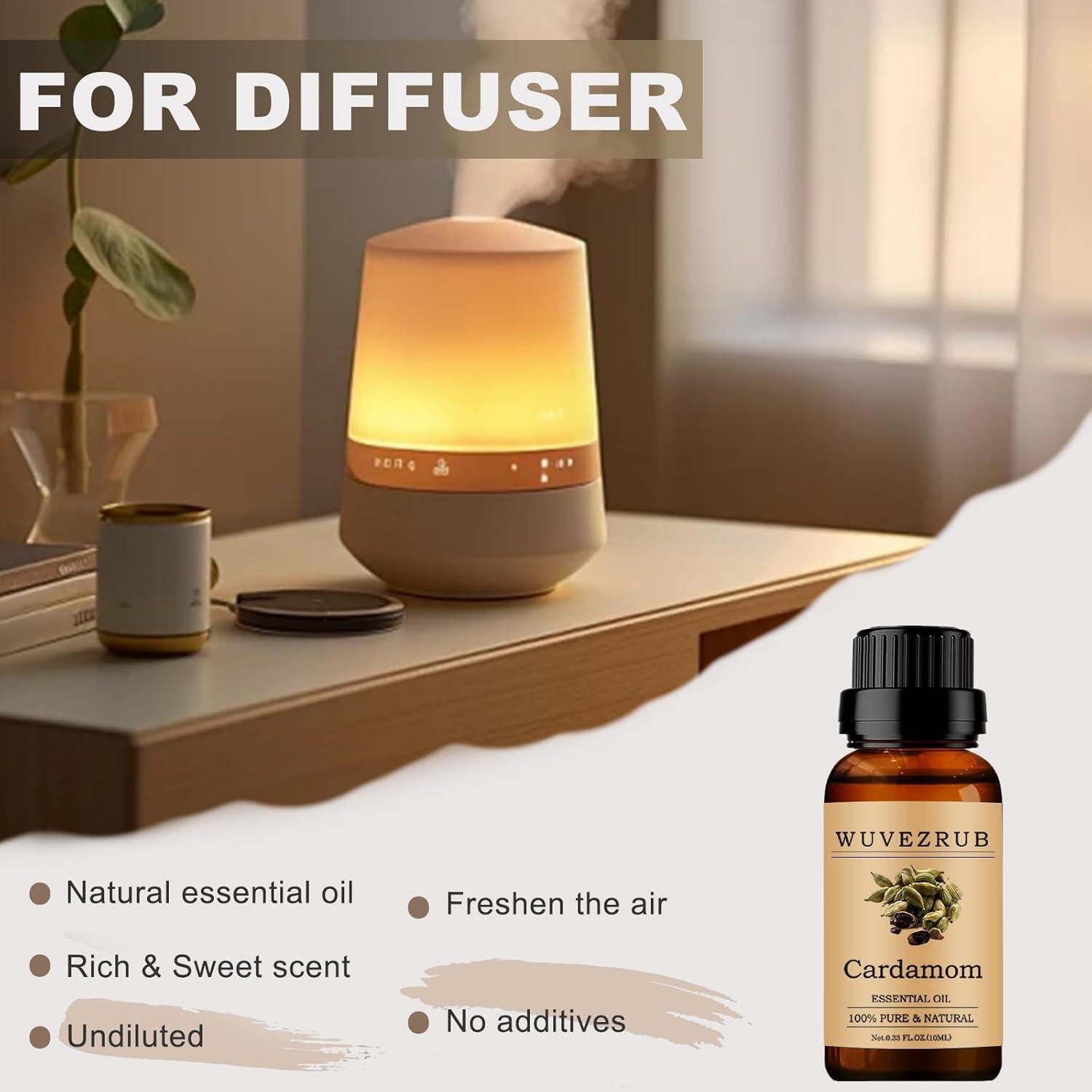 Aceite Esencial de Cardamomo Orgánico Wuvezrub 10ML Puro