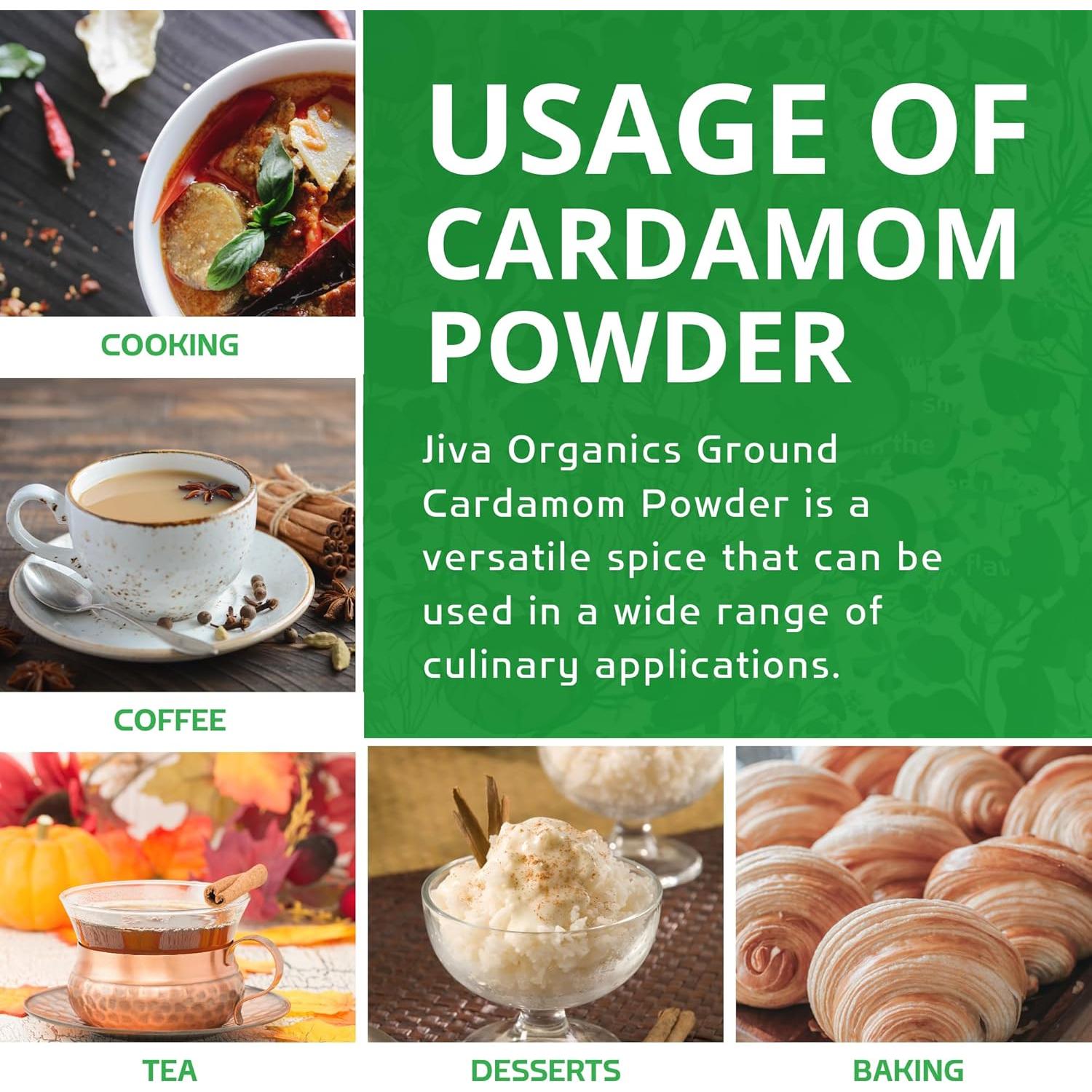 Polvo de Cardamomo Orgánico Jiva 100g - Premium, Aromático