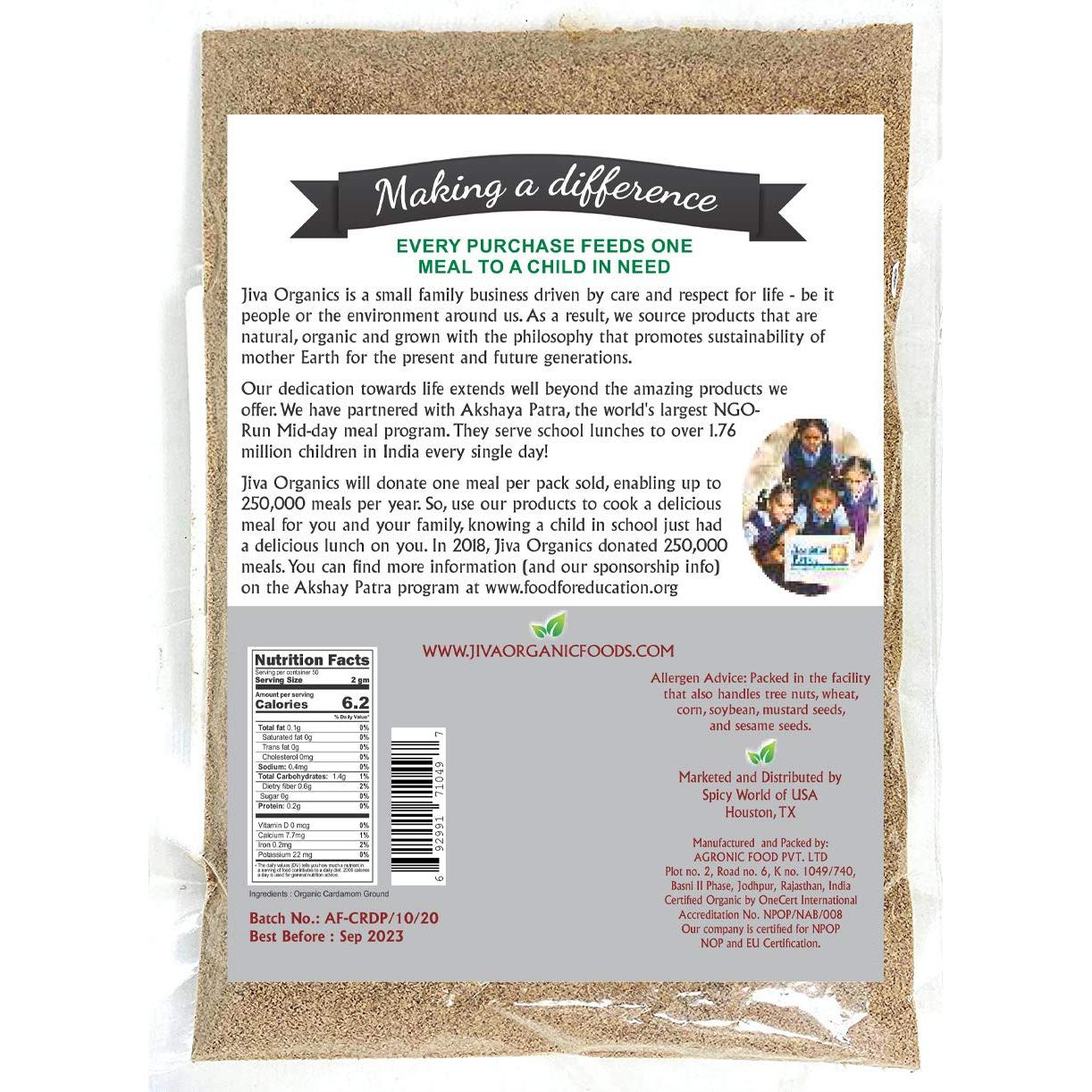 Polvo de Cardamomo Orgánico Jiva 100g - Premium, Aromático