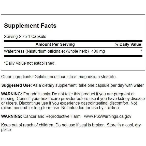 Suplemento Herbal Swanson Berro 400 mg 60 Cápsulas