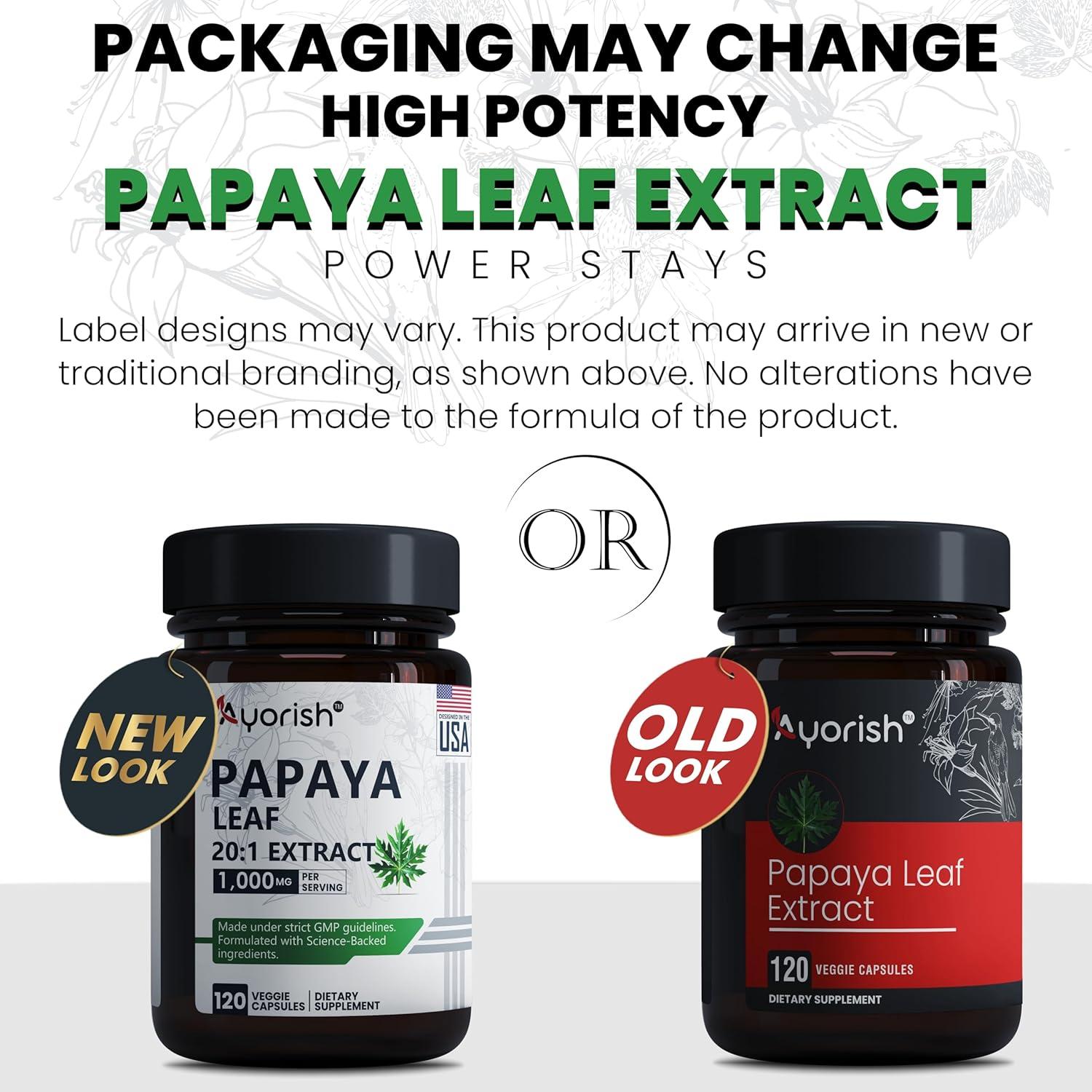 Extracto de Hoja de Papaya 1000mg Ayorish - 120 Cápsulas