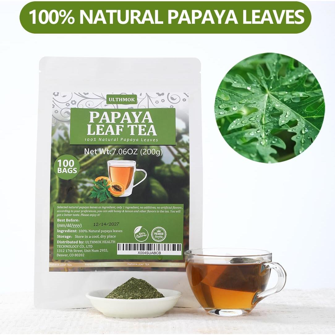 100 Bolsas de Té de Hoja de Papaya YILINSHA - Natural y Sin Aditivos