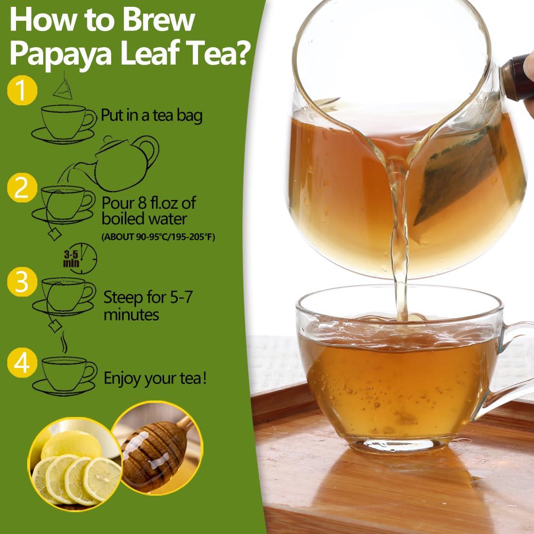 100 Bolsas de Té de Hoja de Papaya YILINSHA - Natural y Sin Aditivos