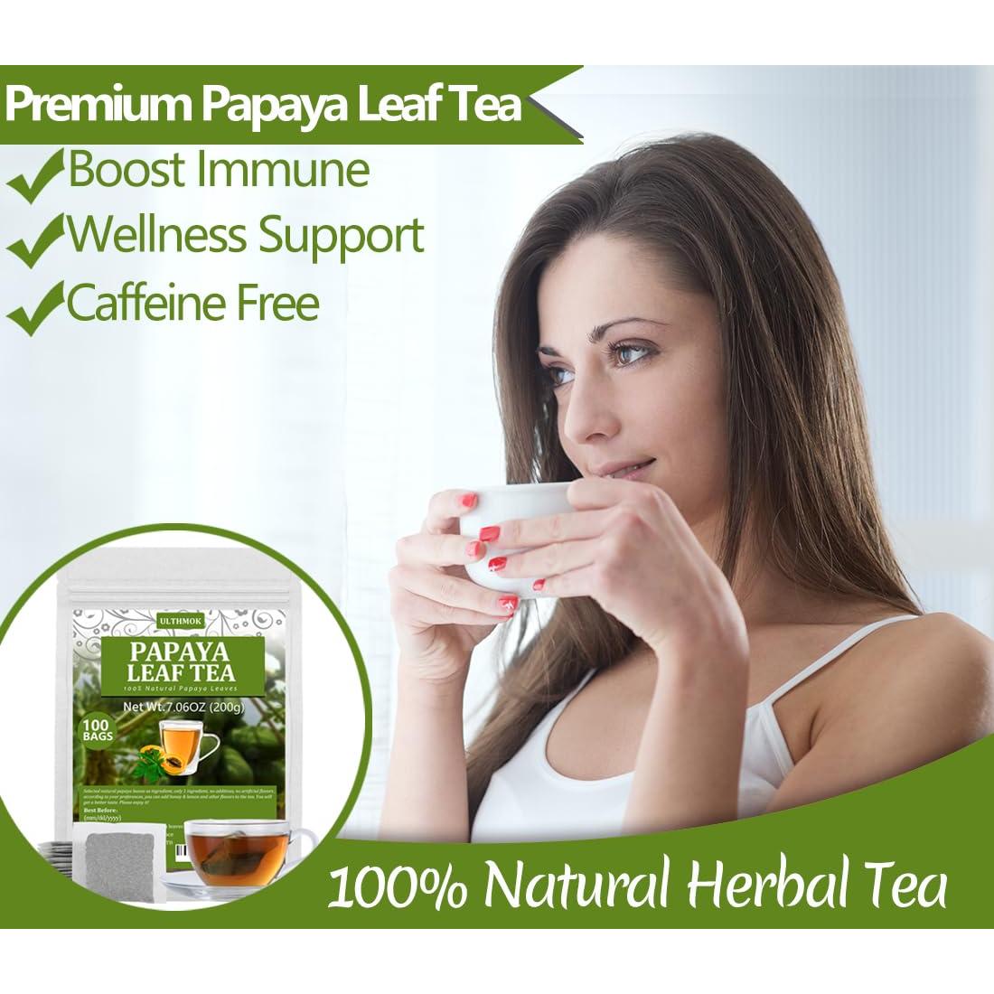 100 Bolsas de Té de Hoja de Papaya YILINSHA - Natural y Sin Aditivos