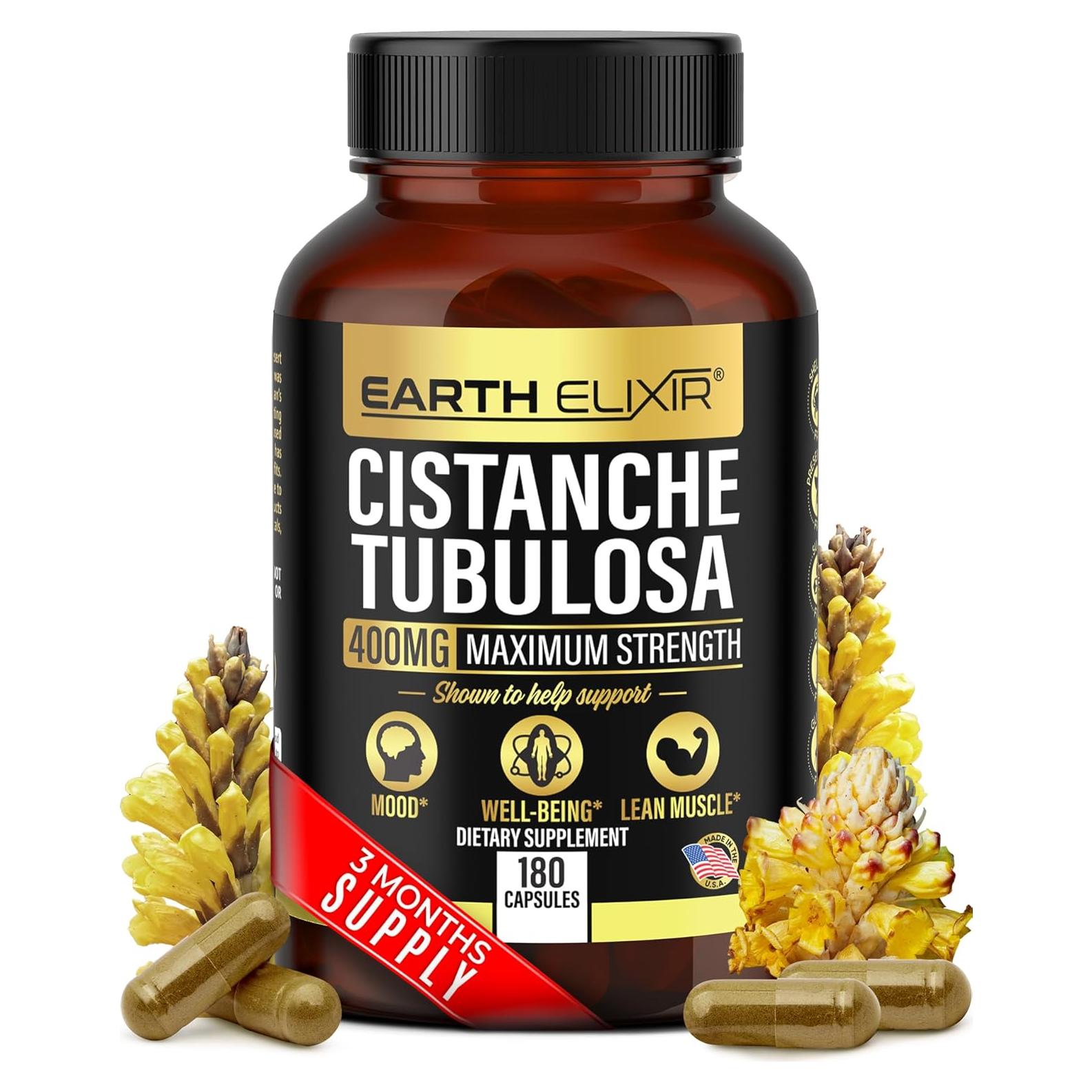 Suplemento de Cistanche Tubulosa 400 mg Earth Elixir 180 Cápsulas