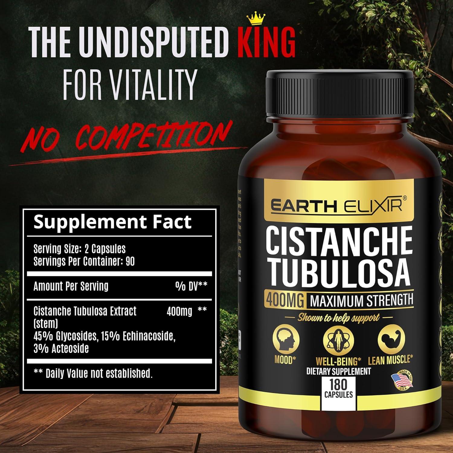 Suplemento de Cistanche Tubulosa 400 mg Earth Elixir 180 Cápsulas