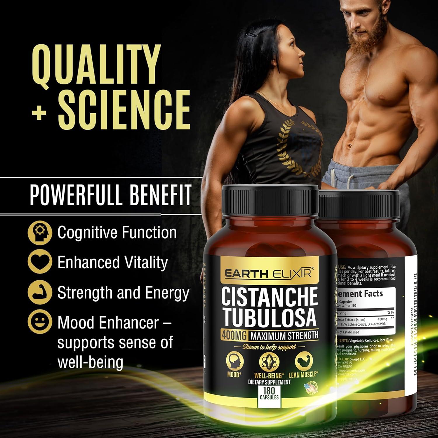 Suplemento de Cistanche Tubulosa 400 mg Earth Elixir 180 Cápsulas