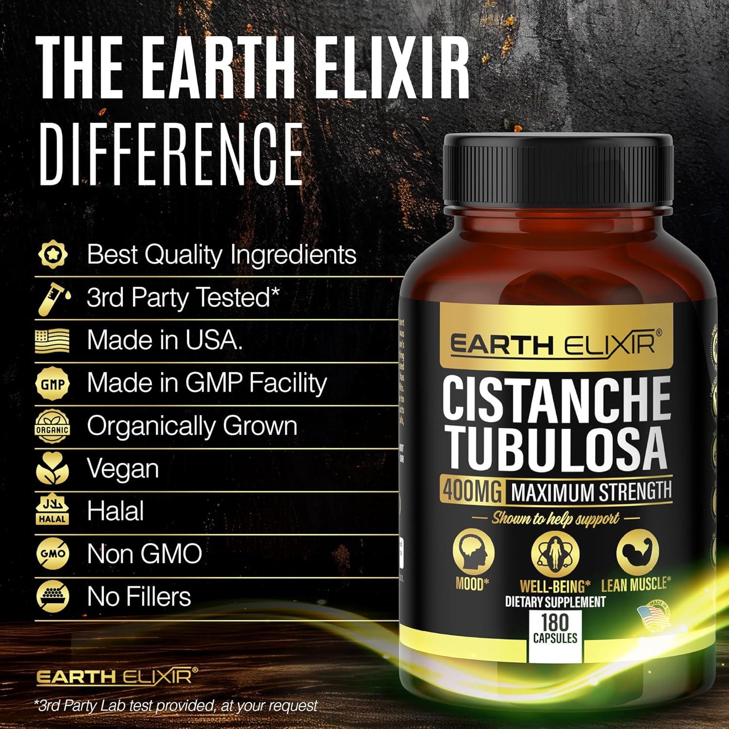 Suplemento de Cistanche Tubulosa 400 mg Earth Elixir 180 Cápsulas