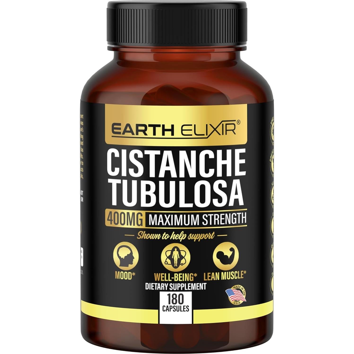 Suplemento de Cistanche Tubulosa 400 mg Earth Elixir 180 Cápsulas