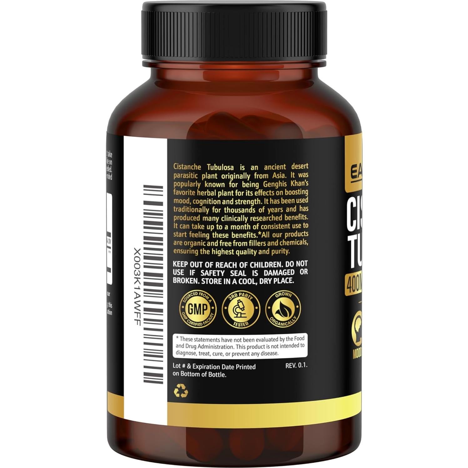 Suplemento de Cistanche Tubulosa 400 mg Earth Elixir 180 Cápsulas