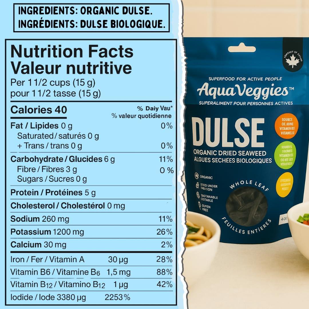 Dulse Orgánica Aqua Veggies 99.22g - Alga Marina del Atlántico