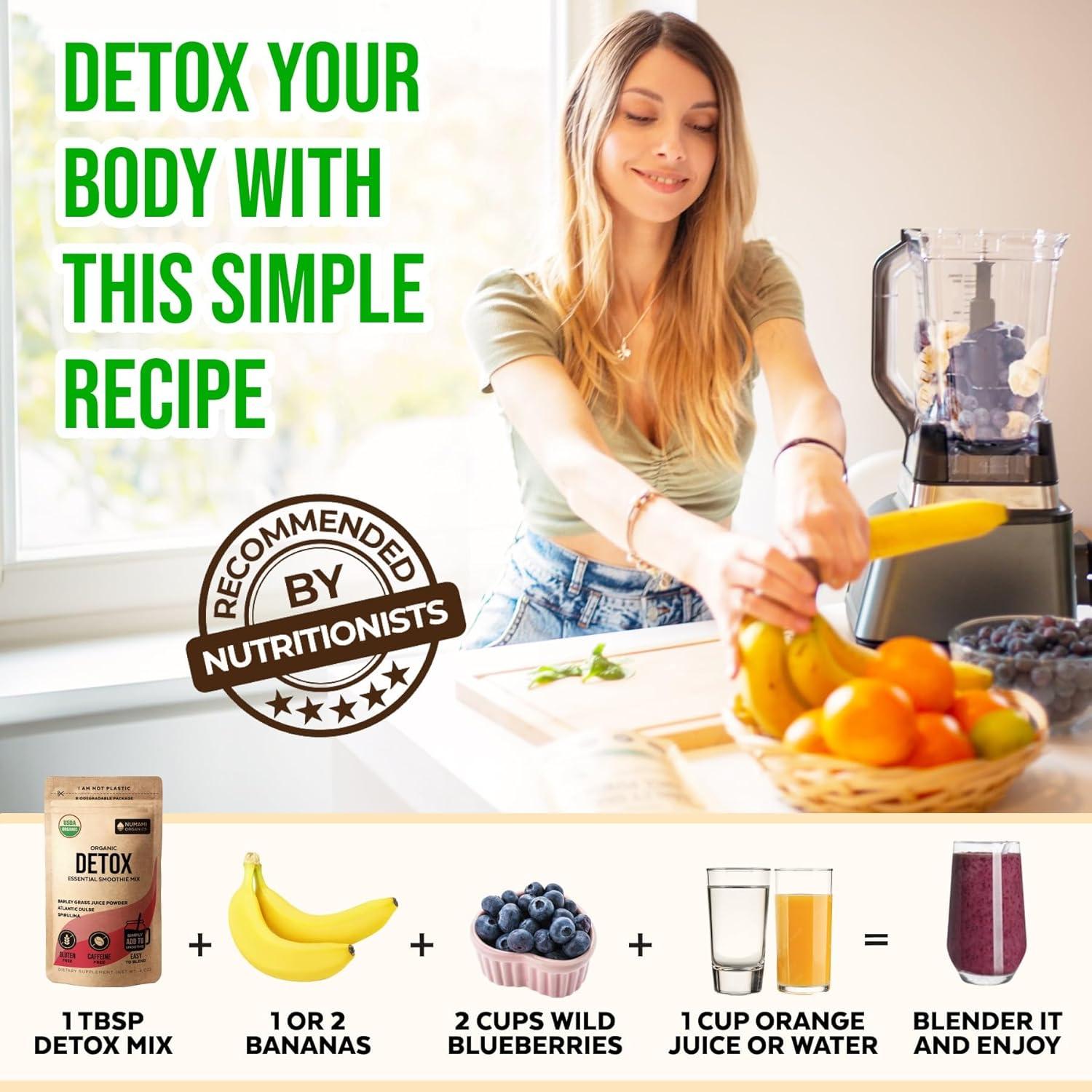 Mezcla de Batido Detox Orgánico Numami 170g con Espirulina