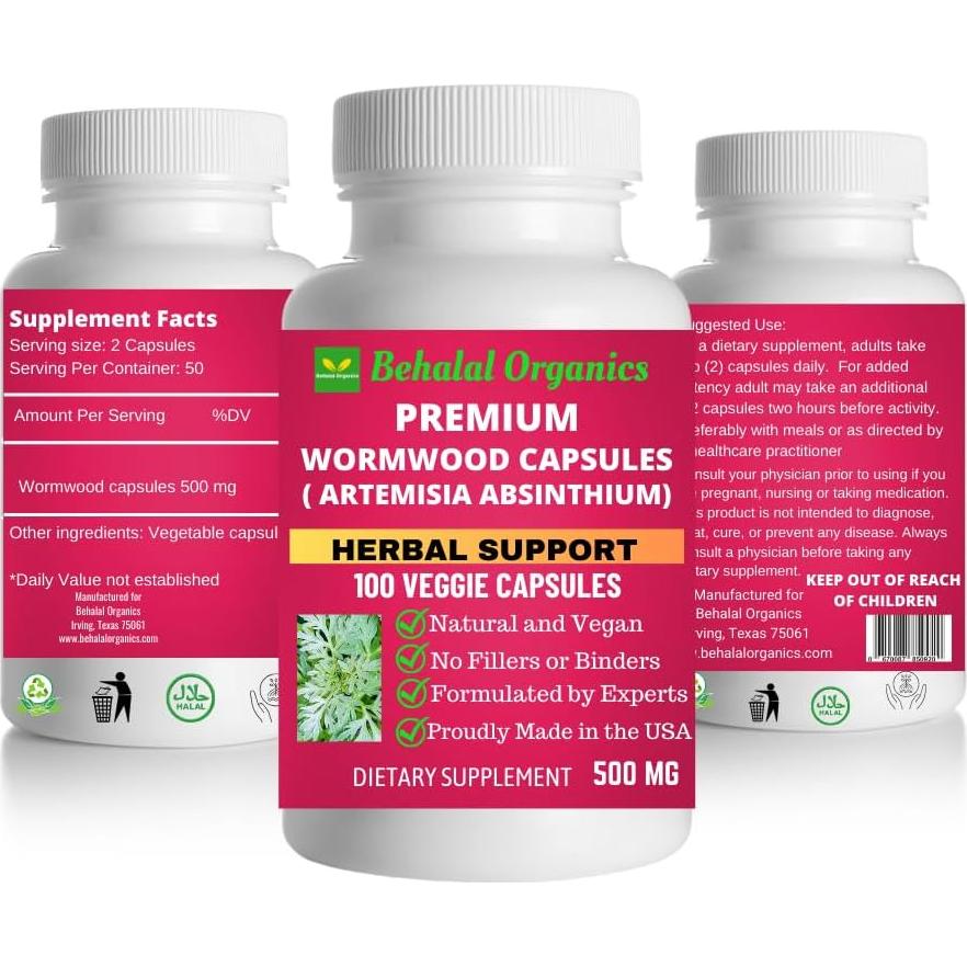 Cápsulas de Ajenjo Behalal Organics 500mg - Liberación Rápida