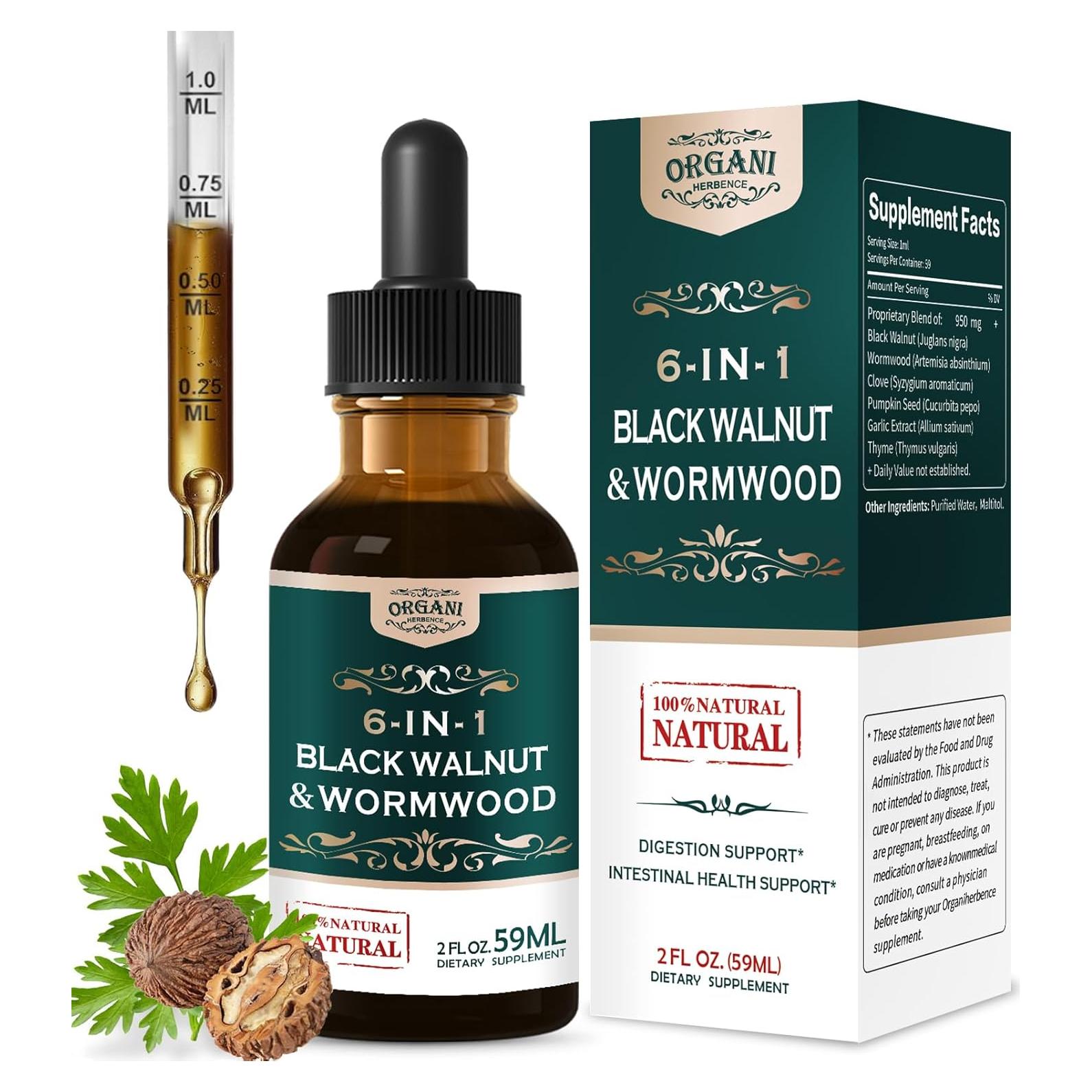 Extracto líquido de Nuez Negra y Ajenjo Orgánico 59 ml - Suplemento Digestivo