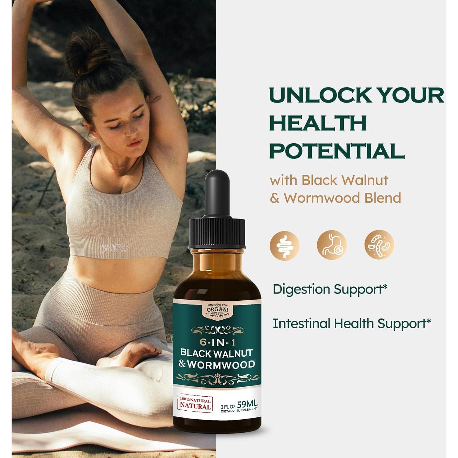 Extracto líquido de Nuez Negra y Ajenjo Orgánico 59 ml - Suplemento Digestivo