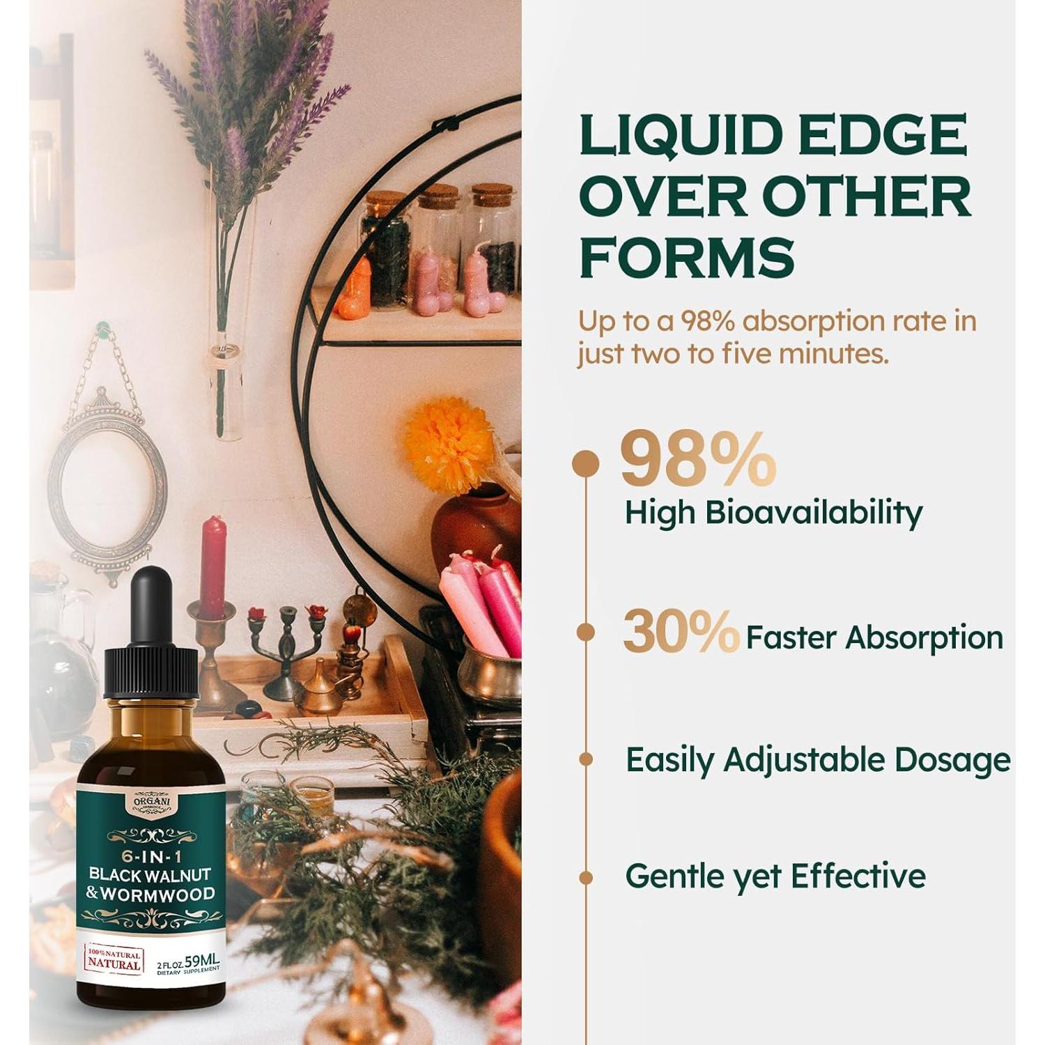 Extracto líquido de Nuez Negra y Ajenjo Orgánico 59 ml - Suplemento Digestivo