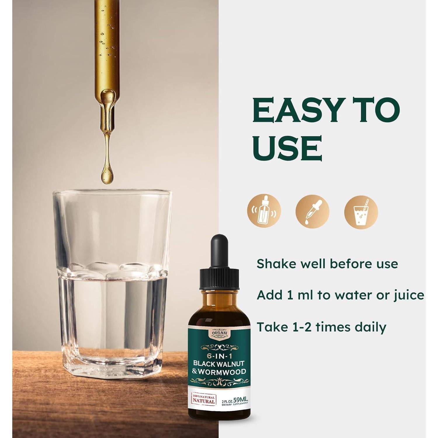 Extracto líquido de Nuez Negra y Ajenjo Orgánico 59 ml - Suplemento Digestivo