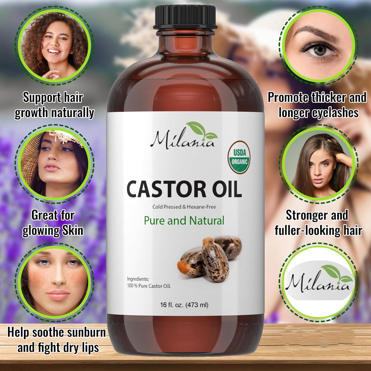 Aceite de Ricino Orgánico Milania 473 ml - Prensado en Frío