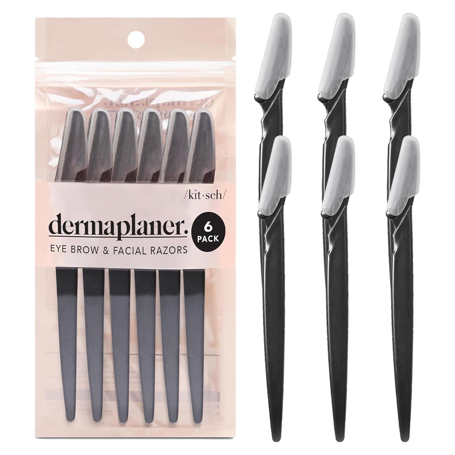 Afeitadoras Faciales Kitsch - Dermaplaning 6 Piezas Negro
