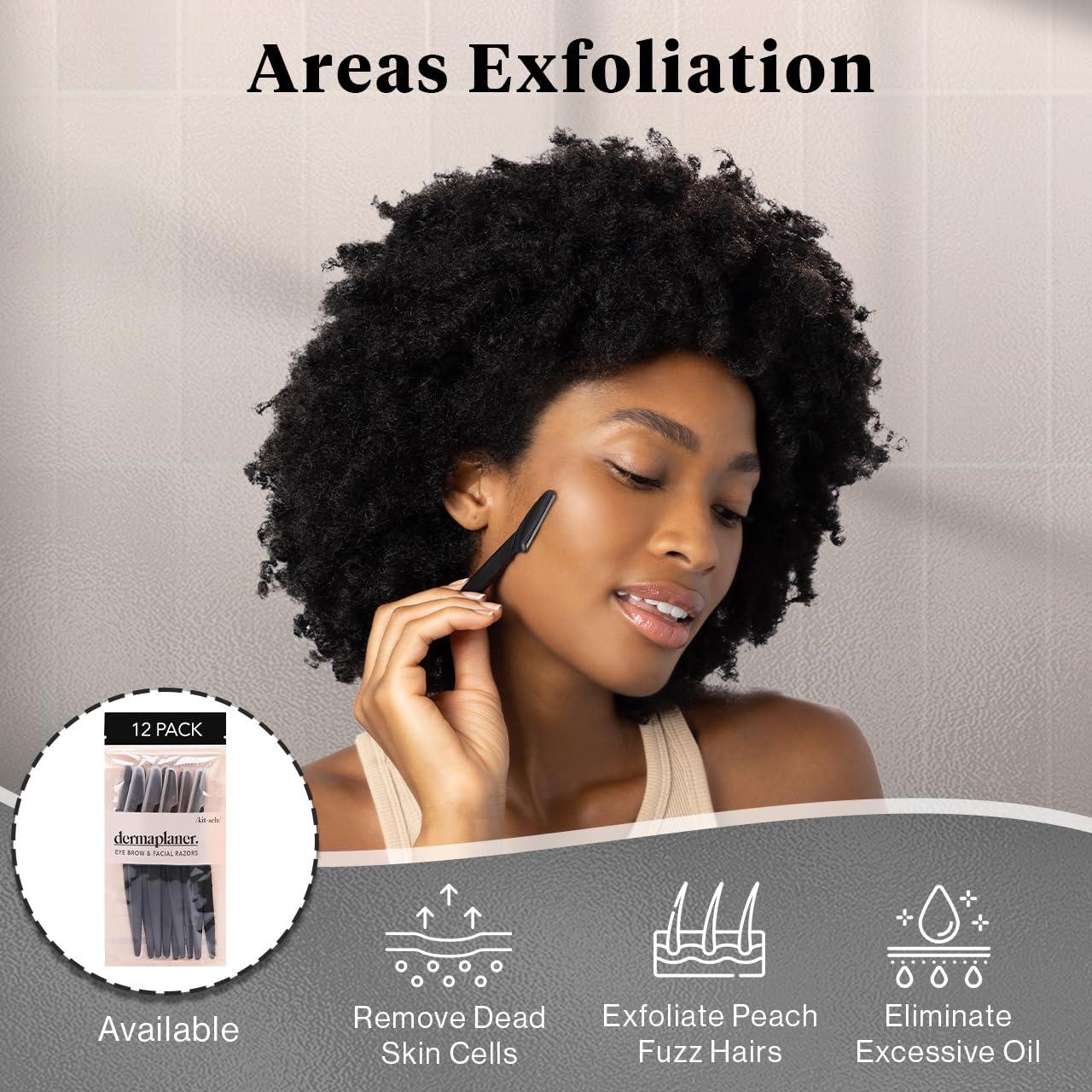 Afeitadoras Faciales Kitsch - Dermaplaning 6 Piezas Negro